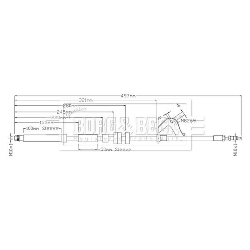 Borg & Beck Brake Hydraulic Hose Line Front Left BBH8920
