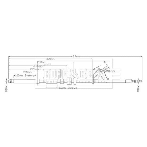 Borg & Beck Brake Hydraulic Hose Line Front Left BBH8920