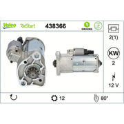 Valeo Starter Motor 12V 2kW 12 Teeth 438366