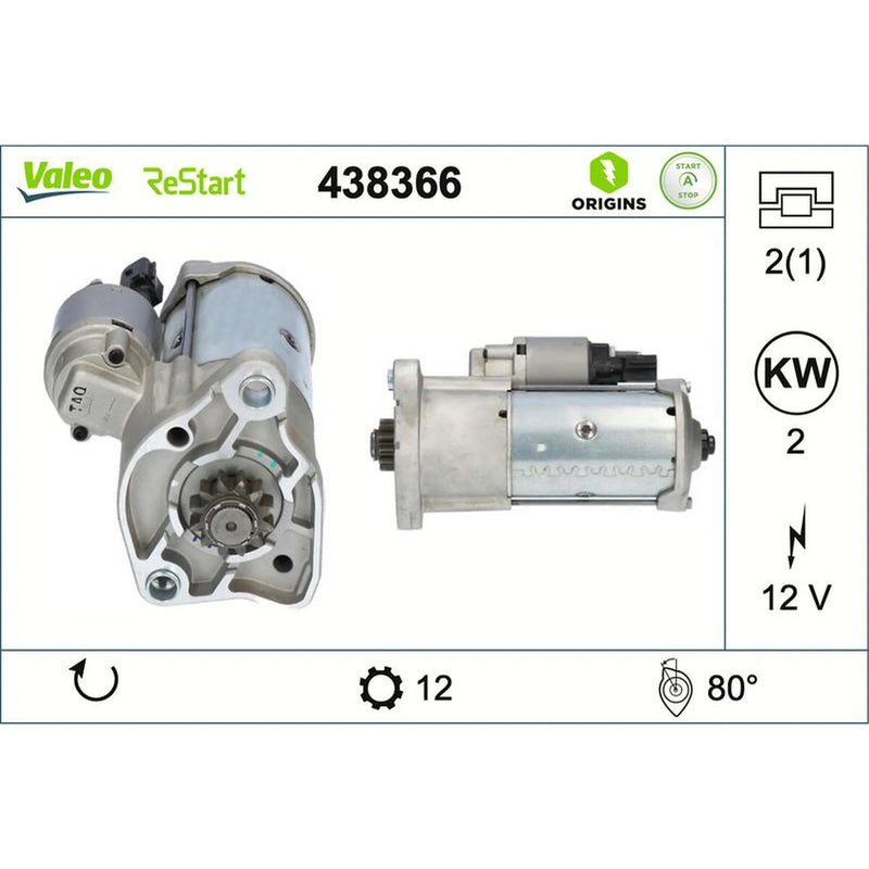 Valeo Starter Motor 12V 2kW 12 Teeth 438366