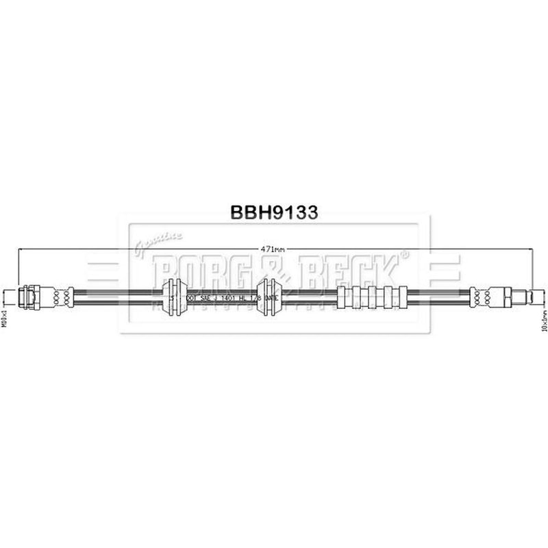 Borg & Beck Brake Hydraulic Hose Line Front Left BBH9133
