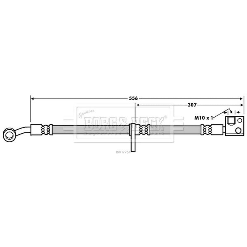 Borg & Beck Brake Hydraulic Hose Line Front Left BBH7754