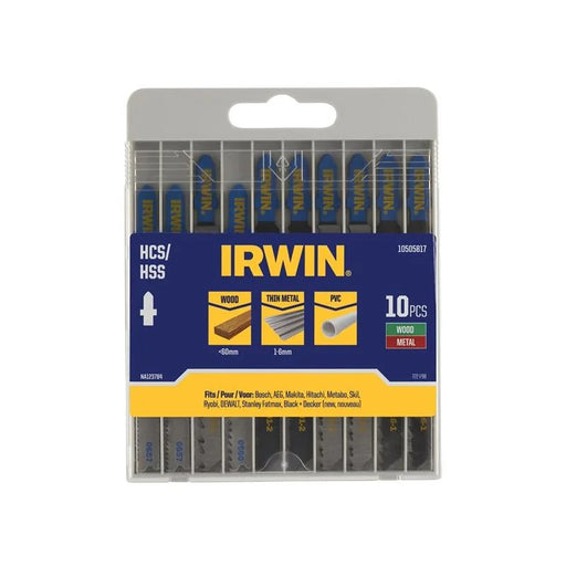IRWIN® HCS/HSS T-Shank Jigsaw Blade Set, 10 Piece - 10505817