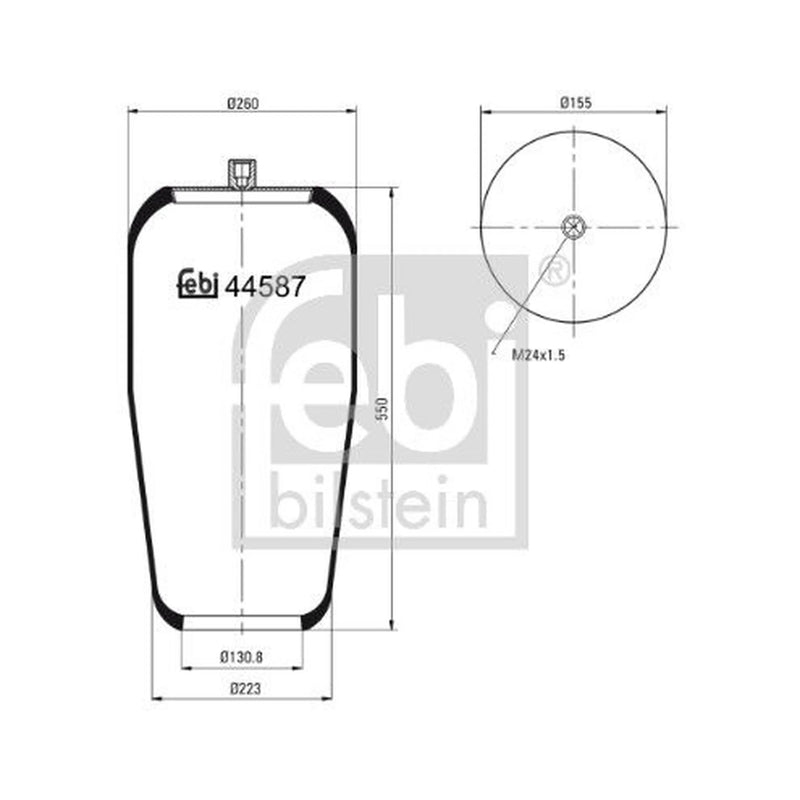 Febi Air Suspension Bellow 155mm Front Right 44587