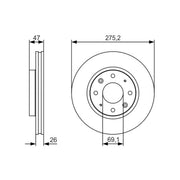 Bosch 2 x Vented Brake Discs 0 986 479 S28