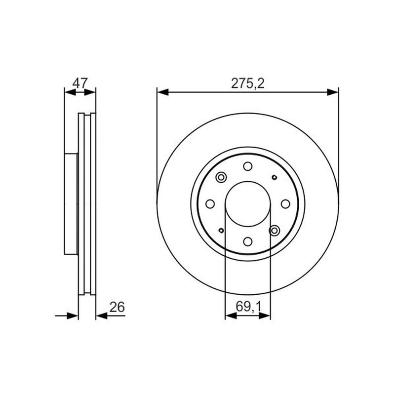 Bosch 2 x Vented Brake Discs 0 986 479 S28