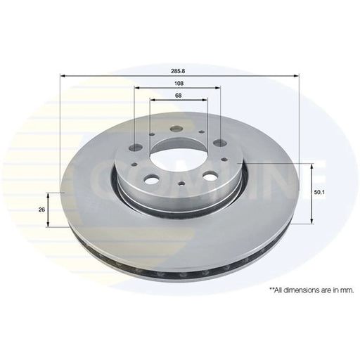 Comline 2 x Internally Vented Front Brake Discs ADC1907V