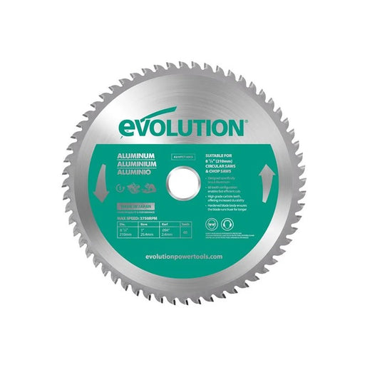 Evolution Aluminium Cutting Circular Saw Blade 210 x 25.4mm x 60T - A210TCT-60CS