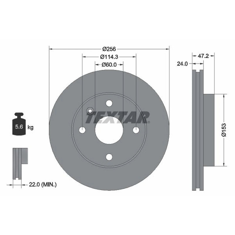 Textar 2 x Vented Front Brake Discs 92133600