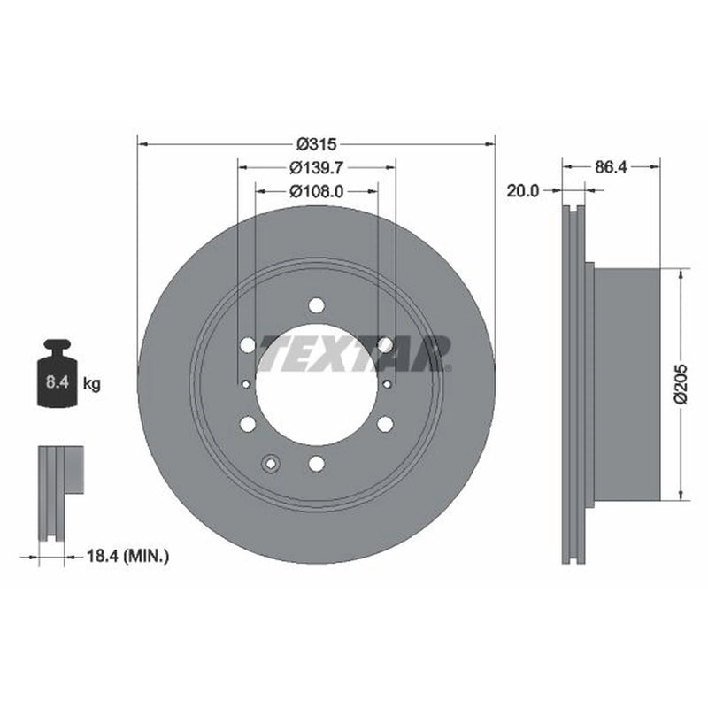 Textar 2 x Rear Brake Discs 92146703