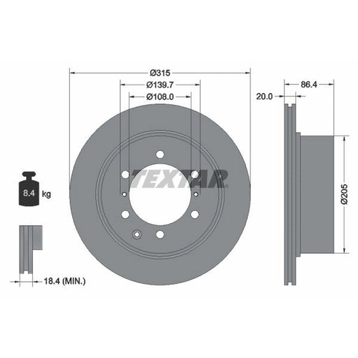 Textar 2 x Rear Brake Discs 92146703