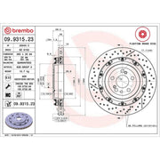 Brembo 2 x Aluminium Rear Brake Disc Hub Brake Discs 09.9315.23