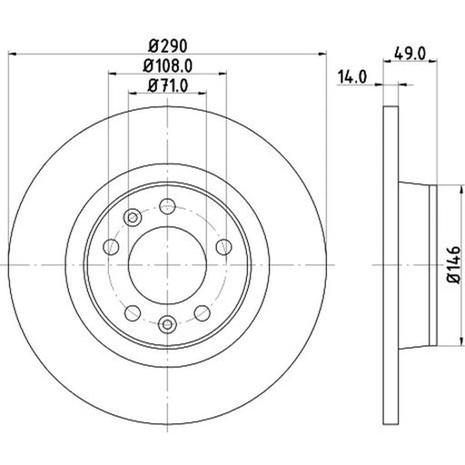 DON 2 x Solid Rear Brake Discs PCD11782