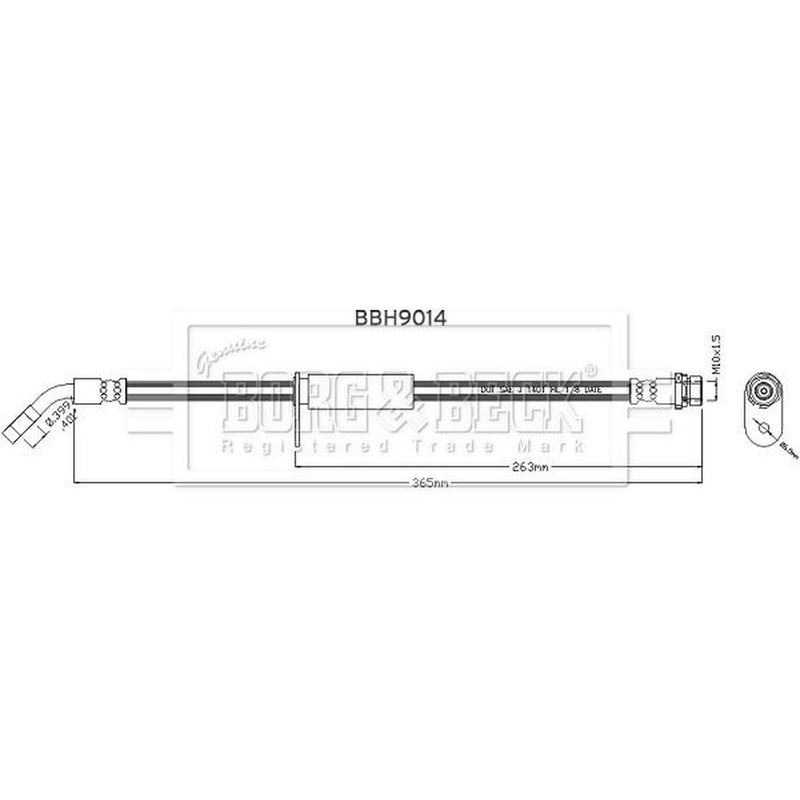 Borg & Beck Brake Hydraulic Hose Line Rear Right BBH9014