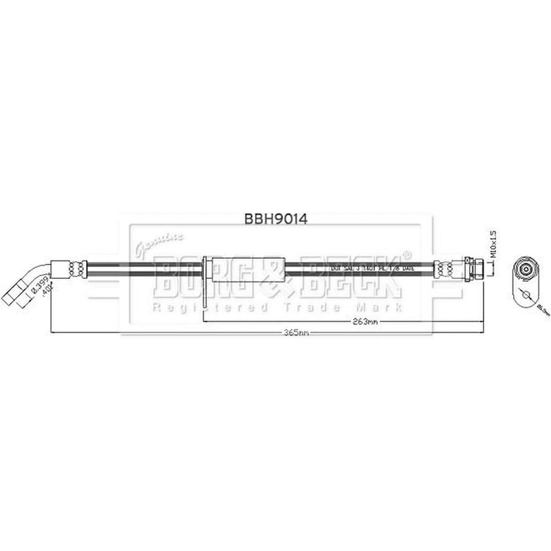 Borg & Beck Brake Hydraulic Hose Line Rear Right BBH9014