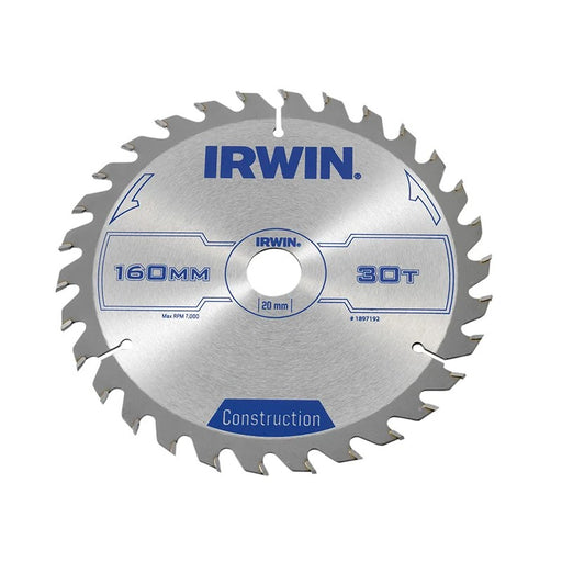 IRWIN® Construction Circular Saw Blade 160 x 20mm x 30T ATB - 1897192