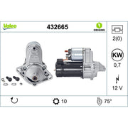 Valeo Starter Motor 12V 0.7kW 9 Teeth 432665