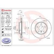 Brembo 2 x Internally Vented Front Brake Discs 09.C744.11
