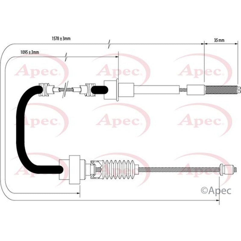 Apec Handbrake Cable Left Rear CAB1570