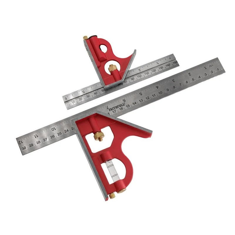 Faithfull Combination Square Twin Pack 150mm (6in) & 300mm (12in) - FAICS300TP
