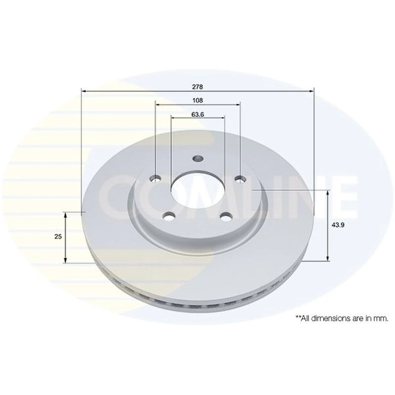 Comline 2 x Internally Vented Front Brake Discs ADC5059V