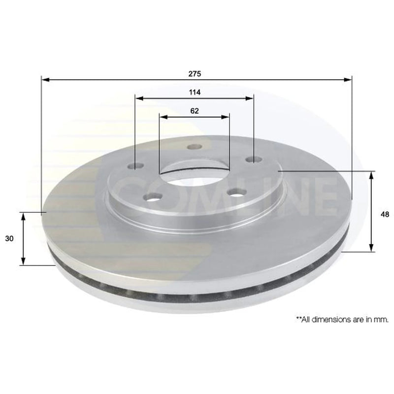 Comline 2 x Internally Vented Front Brake Discs ADC0150V
