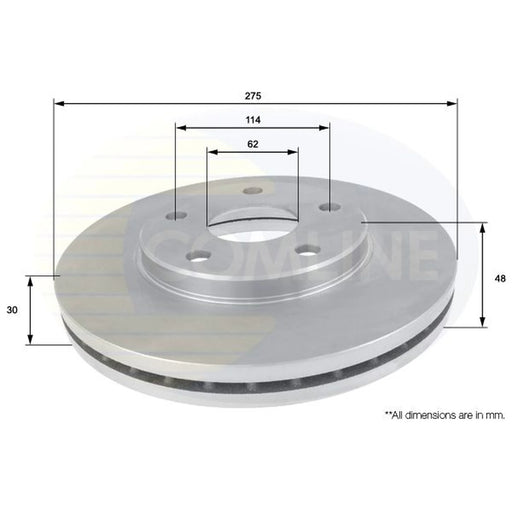 Comline 2 x Internally Vented Front Brake Discs ADC0150V