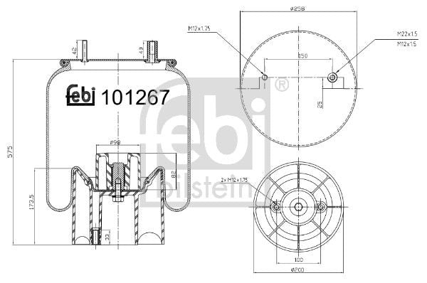 Febi Air Suspension Bellow 200mm Rear Right