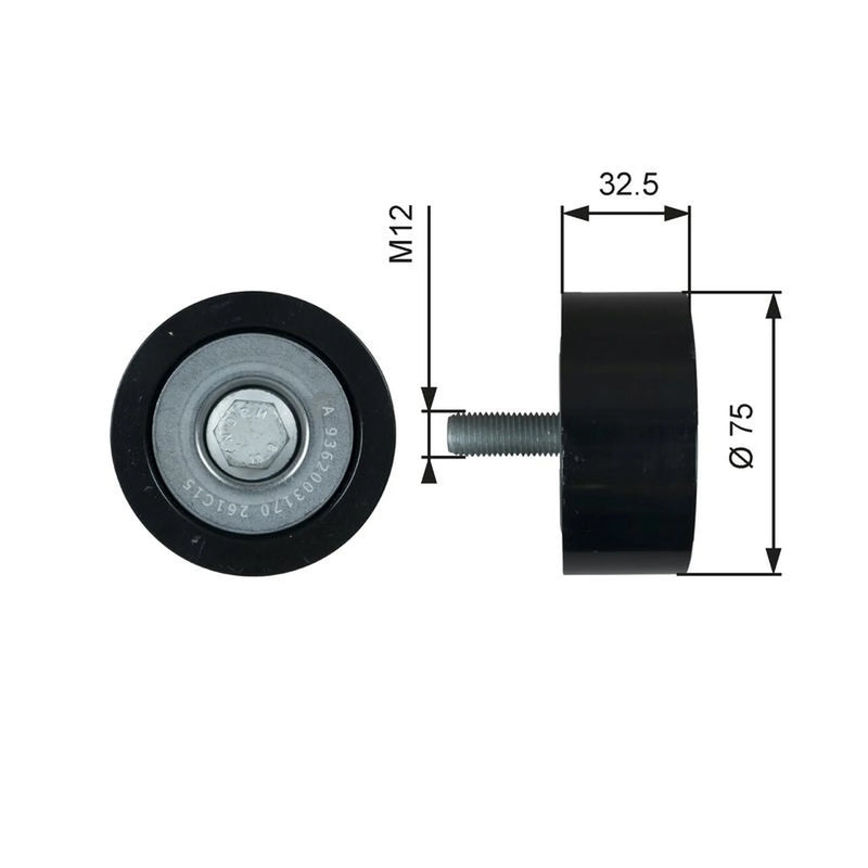 Gates V-Ribbed Belt Deflection/Guide Pulley Upper T36741