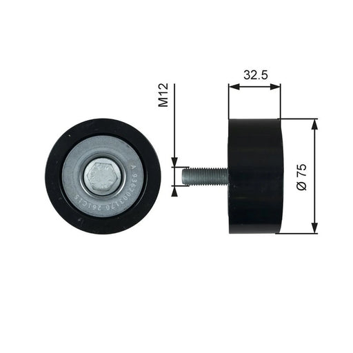 Gates V-Ribbed Belt Deflection/Guide Pulley Upper T36741