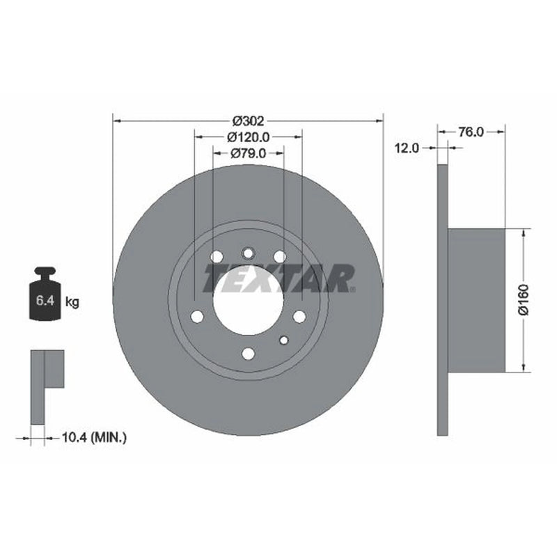 Textar 2 x Solid Front Brake Discs 92042103