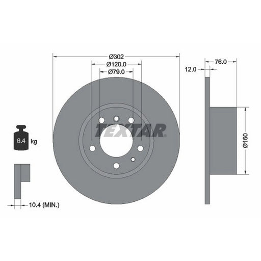 Textar 2 x Solid Front Brake Discs 92042103