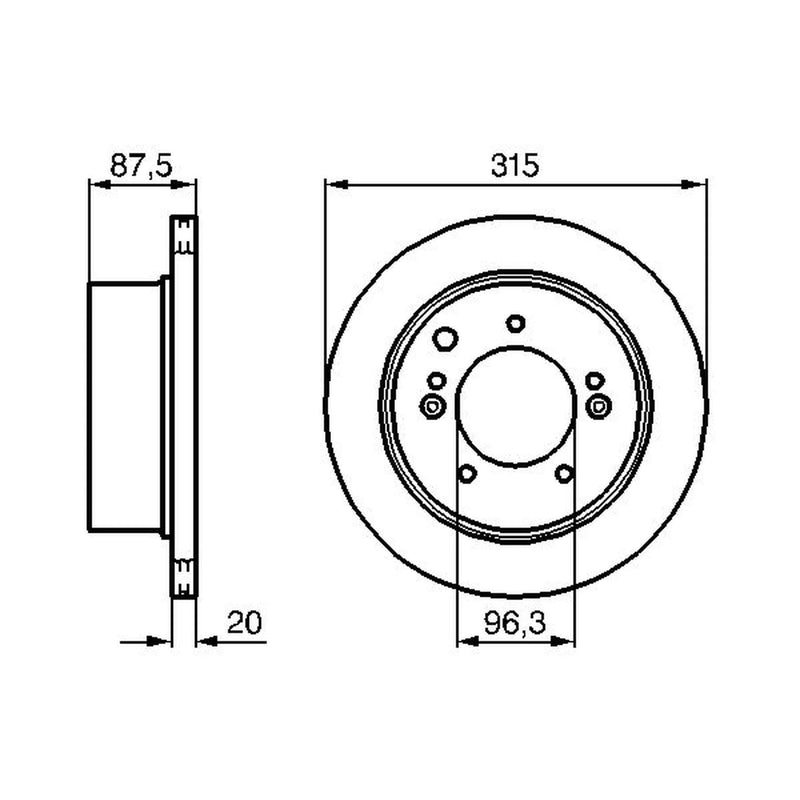 Bosch 2 x Vented Rear Brake Discs 0 986 479 232