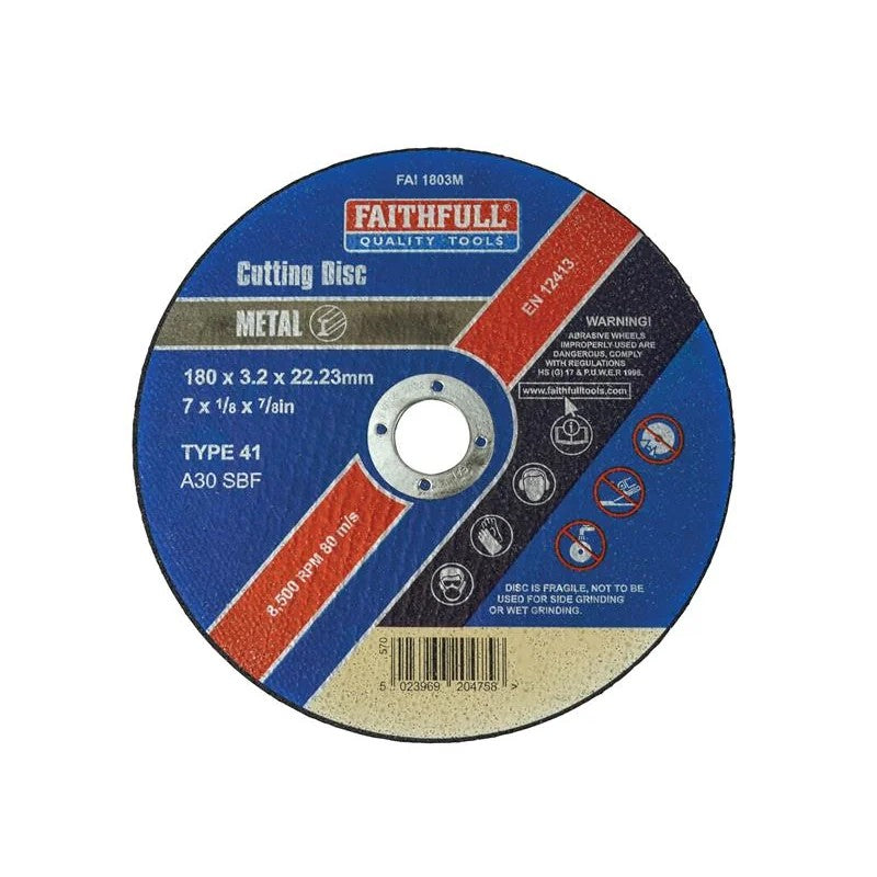 Faithfull Metal Cut Off Disc 180 x 3.2 x 22.23mm - FAI1803M
