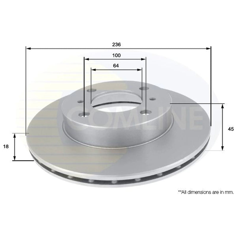 Comline 2 x Front Brake Discs ADC0328V