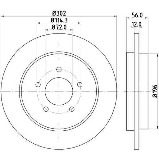 DON 2 x Solid Rear Brake Discs PCD13332