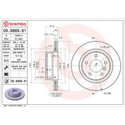 Brembo 2 x Internally Vented Rear Brake Discs 09.9869.81