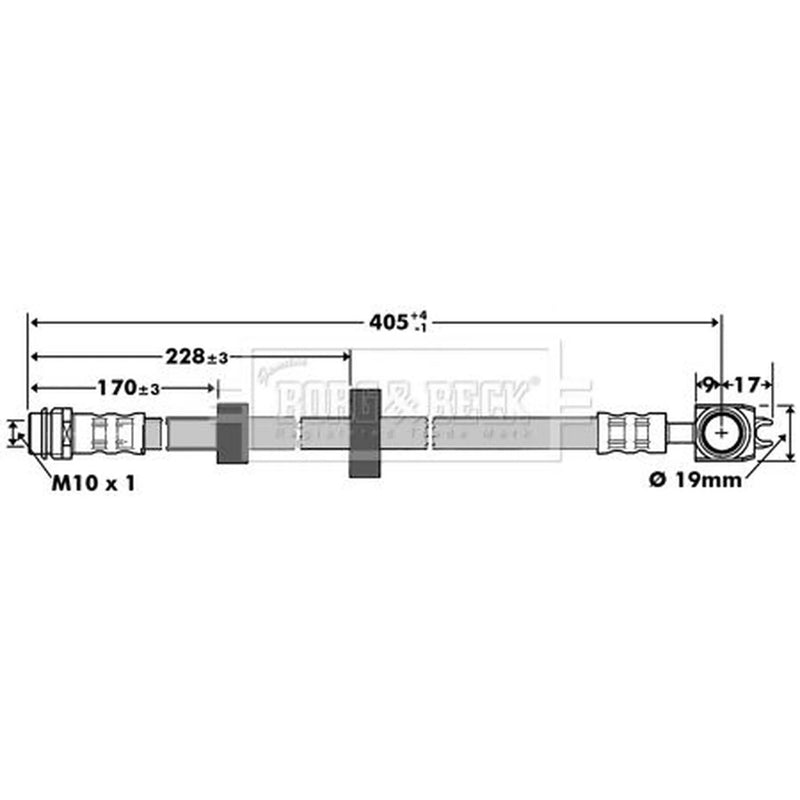 Borg & Beck Brake Hydraulic Hose Line Front Left BBH7383