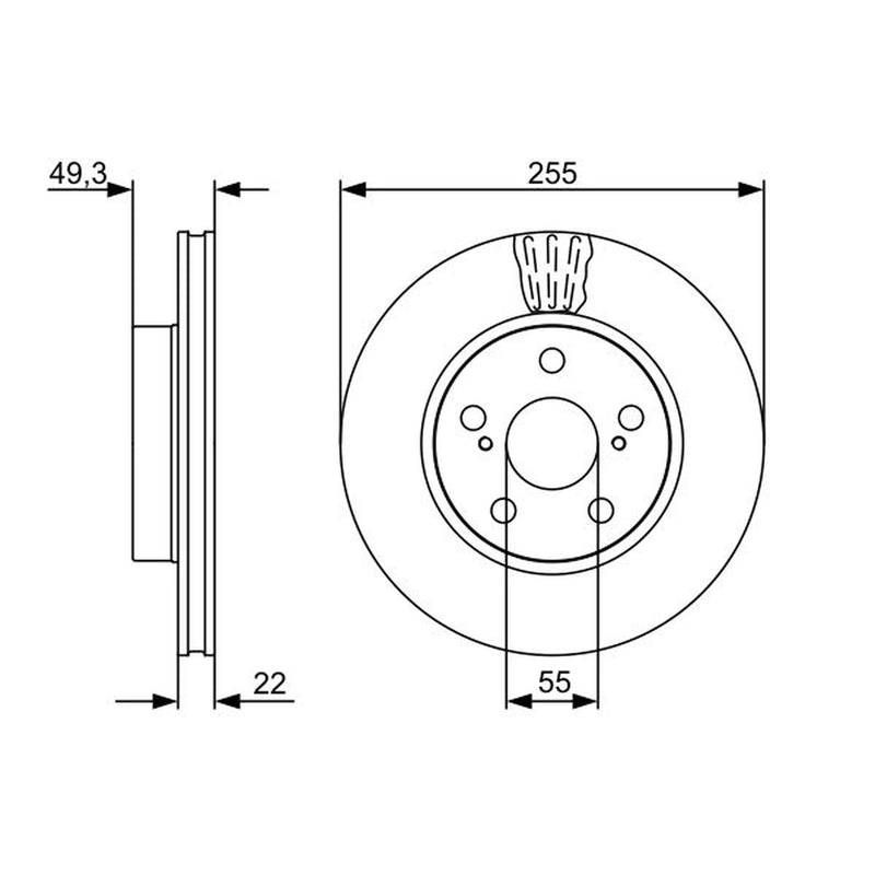Bosch 2 x Vented Front Brake Discs 0 986 479 564