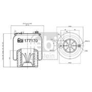 Febi Air Suspension Bellow 200mm Rear 177170