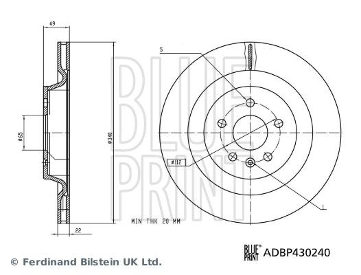 Blue Print 2 x Brake Disc Set Internally Vented Rear