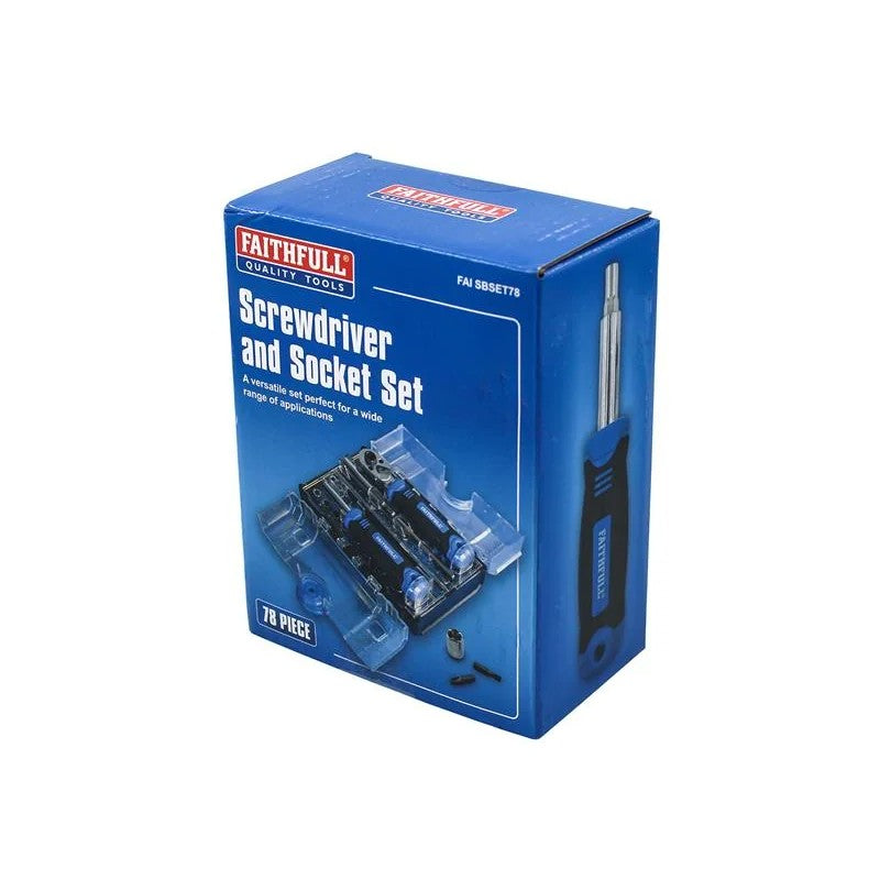 Faithfull Screwdriver and Socket Set, 78 Piece - FAISBSET78
