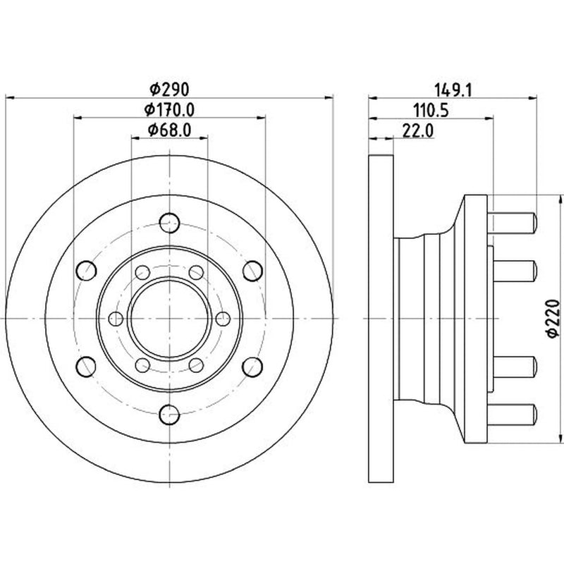 DON 2 x Solid Front Brake Discs PCD18201