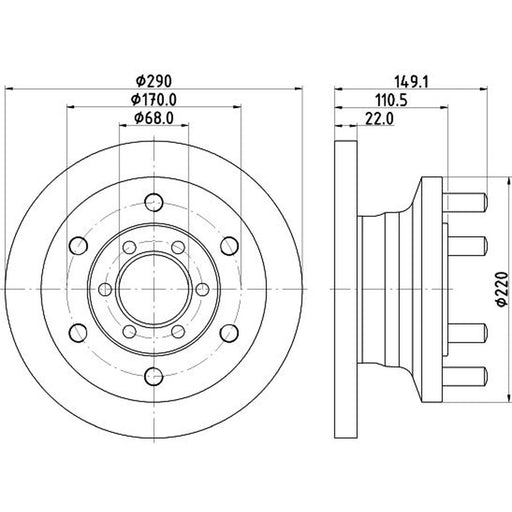 DON 2 x Solid Front Brake Discs PCD18201