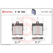 Brembo 4 x Rear Brake Pad Set P50033