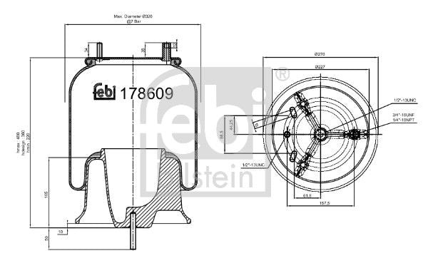 Febi Air Suspension Bellow 227mm Front