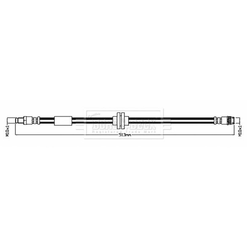 Borg & Beck Brake Hydraulic Hose Line Front Left BBH8725