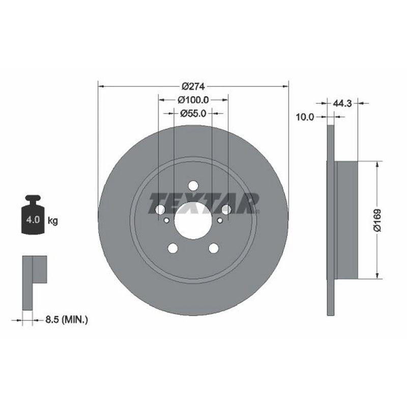 Textar 2 x Solid Rear Brake Discs 92333703