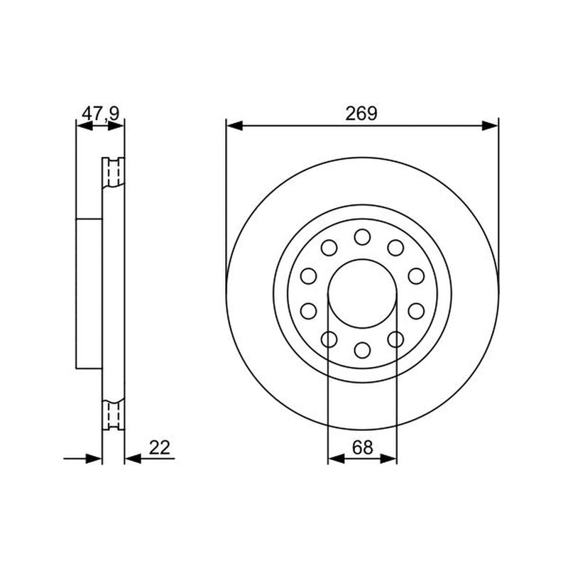 Bosch 2 x Vented Rear Brake Discs 0 986 479 366