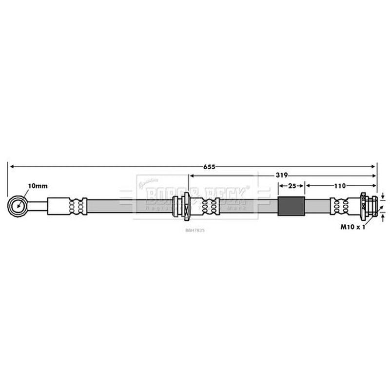 Borg & Beck Brake Hydraulic Hose Line Rear BBH7835